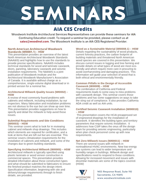 AIA Seminars - Woodwork Institute